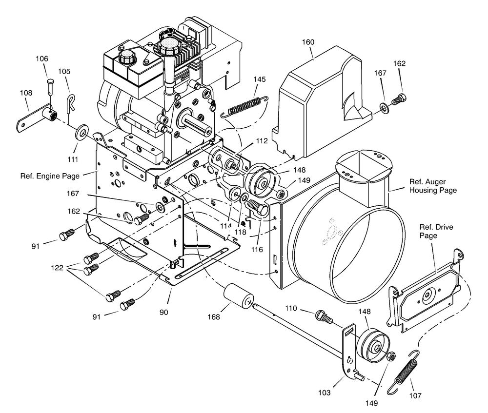 Frame Diagram and Parts List for 624505X4D 2003 Briggs and Stratton Snow Blower